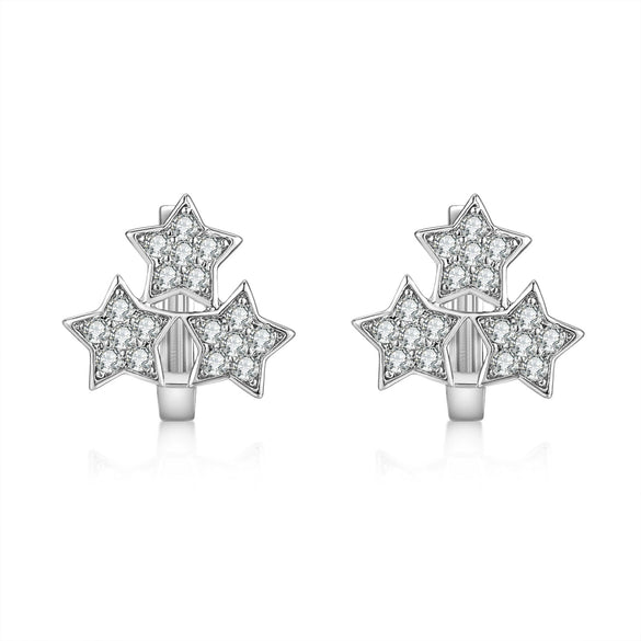 Women's Fashion Alloy Star Stud Earrings With Micro Inlaid Zircon Light Luxury Fresh Style Ear Buckles