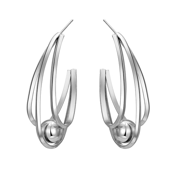 Women's Fashion Alloy Ushaped Multilayer Geometric Retro Earrings With Diamond Design