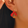 Women's Fashion Animal Style Polymer Clay Engraved Bird Turkey Maple Leaf Earrings