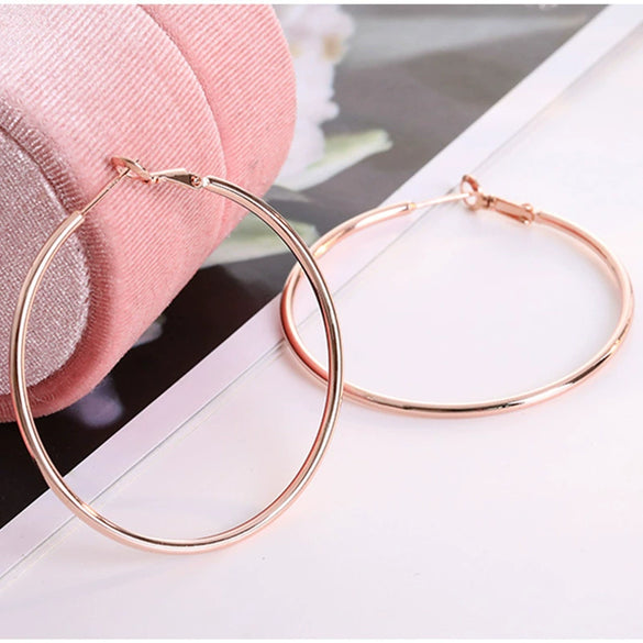 Women's Fashion Big Circle Earrings Cold Style Temperament Copper Electroplated