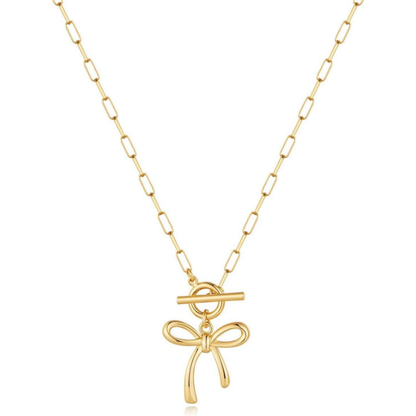 Women's Fashion Bow Pendant Necklace Electroplated Copper Clavicle Chain With Geometric Design Casual Versatile Jewelry