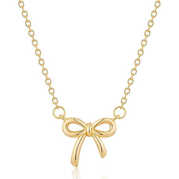 Women's Fashion Bow Pendant Necklace Electroplated Copper Clavicle Chain With Geometric Design Casual Versatile Jewelry
