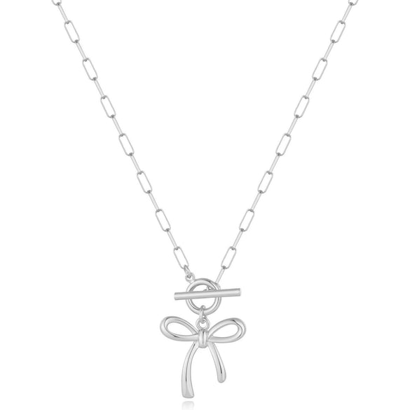 Women's Fashion Bow Pendant Necklace Electroplated Copper Clavicle Chain With Geometric Design Casual Versatile Jewelry