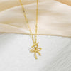 Women's Fashion Bow Pendant Necklace Electroplated Copper Clavicle Chain With Geometric Design Casual Versatile Jewelry