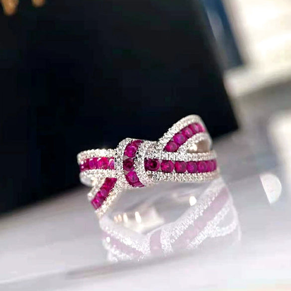 Women's Fashion Bow Ring Copper With Zircon Design