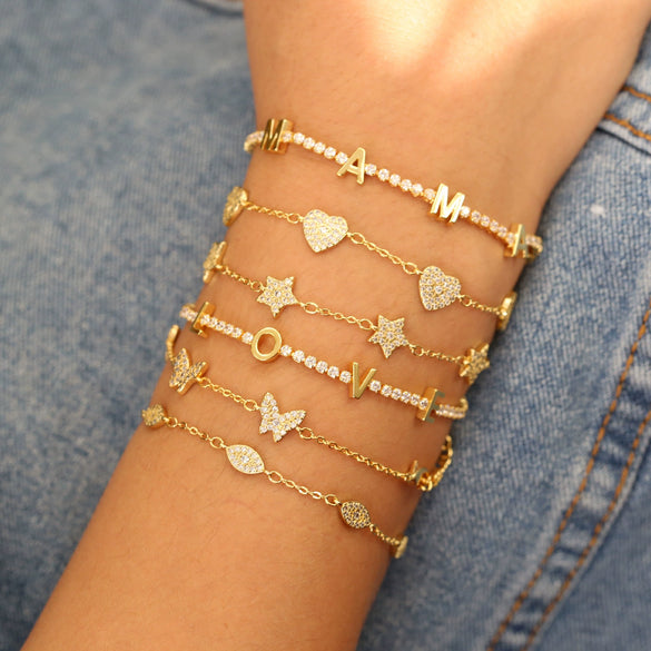 Women's Fashion Bracelet Copper Inlaid With Zirconium Animal Zodiac Butterfly Star Heartshaped Electroplating