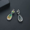 Women's Fashion Bright Color Synthetic Gem Inlaid Copper Drop Earrings With Elegant Statement Style