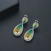 Women's Fashion Bright Color Synthetic Gem Inlaid Copper Drop Earrings With Elegant Statement Style