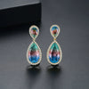Women's Fashion Bright Color Synthetic Gem Inlaid Copper Drop Earrings With Elegant Statement Style