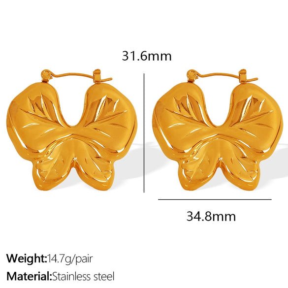 Women's Fashion Butterfly Bow Tie Texture 316L Stainless Steel Electroplated Earrings