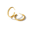 Women's Fashion C Shaped Stainless Steel Earrings With Rhinestones Geometric Wide Design 18K Vacuum Plated