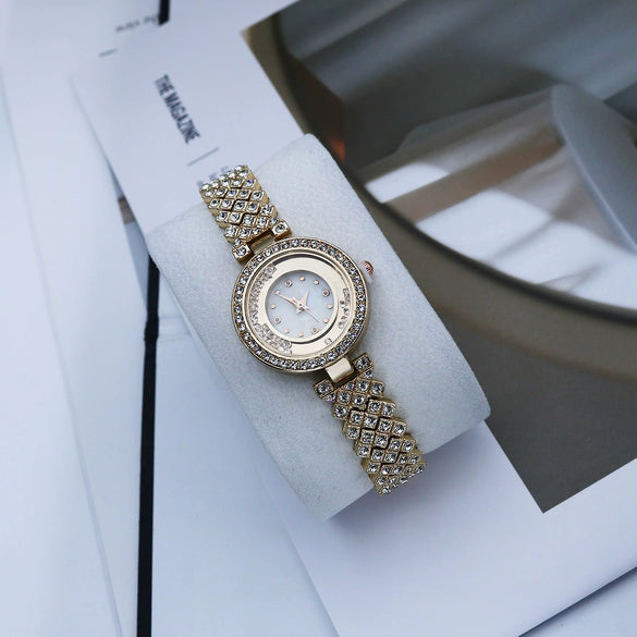 Women's Fashion Casual Quartz Watch With Alloy Case Stainless Steel Strap And Round Dial