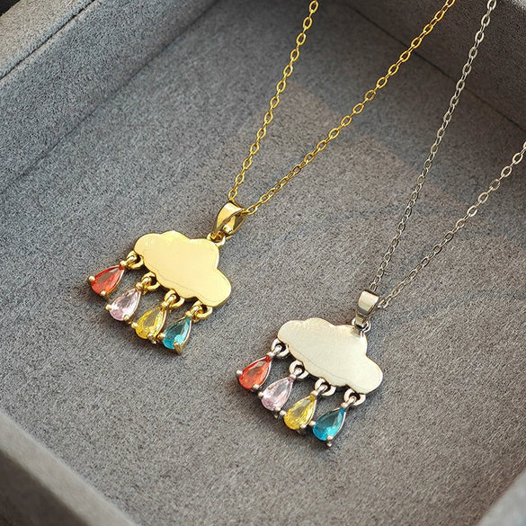 Women's Fashion Cloud Water Drop Titanium Steel Clavicle Chain Accessories With Star Pattern And Electroplating Zircon Tassel