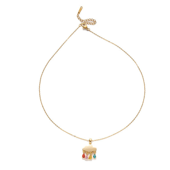 Women's Fashion Cloud Water Drop Titanium Steel Clavicle Chain Accessories With Star Pattern And Electroplating Zircon Tassel