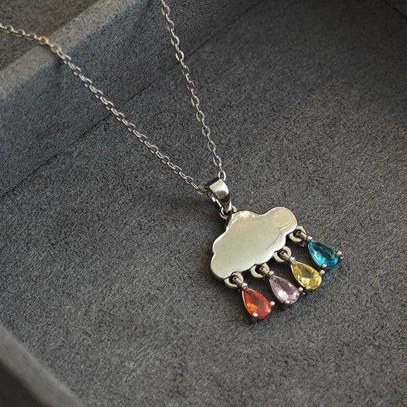 Women's Fashion Cloud Water Drop Titanium Steel Clavicle Chain Accessories With Star Pattern And Electroplating Zircon Tassel