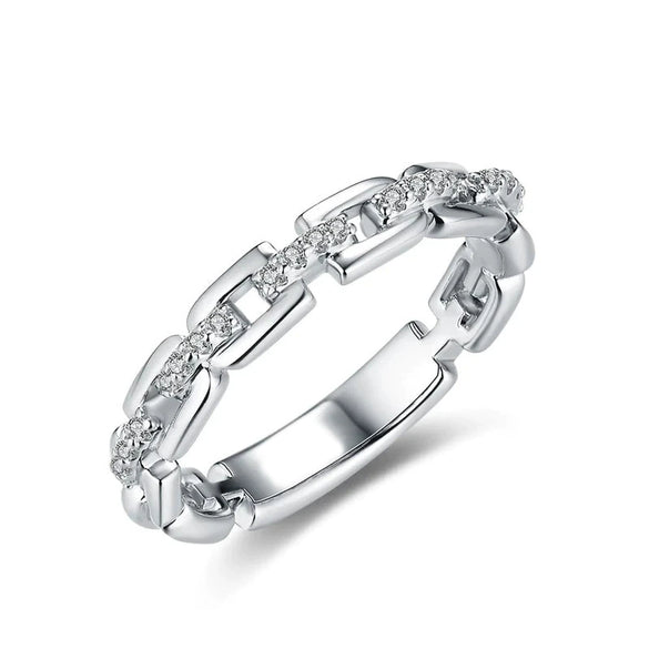 Women's Fashion Commuting Stacked Ring Copper With Microinlaid Zircon Geometric Design