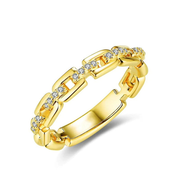 Women's Fashion Commuting Stacked Ring Copper With Microinlaid Zircon Geometric Design
