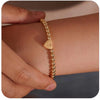 Women's Fashion Copper Beaded Bracelet With Letter Beads And Heart Pendant Electroplated Jewelry