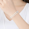 Women's Fashion Copper Bracelet With Imitation Pearls And Crystal Zircon Geometric Design Electroplated Hand Jewelry