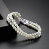 Women's Fashion Copper Bracelet With Imitation Pearls And Crystal Zircon Geometric Design Electroplated Hand Jewelry