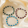 Women's Fashion Copper Bracelet With Single Row Round Crystal And Colorful Zircon Geometric Candy Color Design