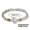 Women's Fashion Copper Bracelet With Single Row Round Crystal And Colorful Zircon Geometric Candy Color Design
