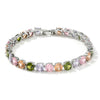 Women's Fashion Copper Bracelet With Single Row Round Crystal And Colorful Zircon Geometric Candy Color Design