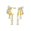 Women's Fashion Copper Drop Shape Geometric Zircon Tassel Earrings With Stainless Steel Posts And Electroplated Finish
