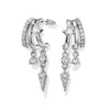 Women's Fashion Copper Drop Shape Geometric Zircon Tassel Earrings With Stainless Steel Posts And Electroplated Finish