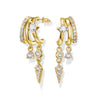 Women's Fashion Copper Drop Shape Geometric Zircon Tassel Earrings With Stainless Steel Posts And Electroplated Finish
