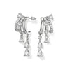 Women's Fashion Copper Drop Shape Geometric Zircon Tassel Earrings With Stainless Steel Posts And Electroplated Finish