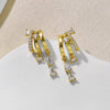 Women's Fashion Copper Drop Shape Geometric Zircon Tassel Earrings With Stainless Steel Posts And Electroplated Finish