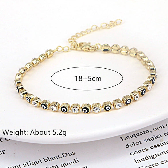 Women's Fashion Copper Geometric Devil's Eye Bracelet With Zircon Detail Electroplated Versatile Jewelry