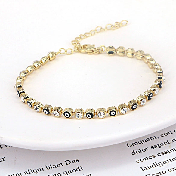 Women's Fashion Copper Geometric Devil's Eye Bracelet With Zircon Detail Electroplated Versatile Jewelry