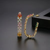 Women's Fashion Copper Geometric Hollow Earrings With Zircon Inlay Electroplated Banquet Style Statement Earrings