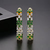 Women's Fashion Copper Geometric Hollow Earrings With Zircon Inlay Electroplated Banquet Style Statement Earrings