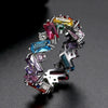 Women's Fashion Copper Geometric Zircon Ring With Row Set Colored Rainbow Stones