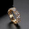Women's Fashion Copper Geometric Zircon Ring With Row Set Colored Rainbow Stones