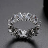 Women's Fashion Copper Geometric Zircon Ring With Row Set Colored Rainbow Stones