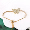 Women's Fashion Copper Gold Plated Heart Butterfly Zircon Bracelet Electroplated Love Heart Charm Jewelry