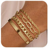 Women's Fashion Copper Multi Layer Paper Clip Cuban Link And Snake Chain Bracelet With Geometric Style Electroplated Finish