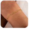 Women's Fashion Copper Multi Layer Paper Clip Cuban Link And Snake Chain Bracelet With Geometric Style Electroplated Finish
