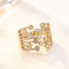 Women's Fashion Copper U Shaped Ring With Micro Zircon Diamond Inlay Adjustable Open Ring Jewelry
