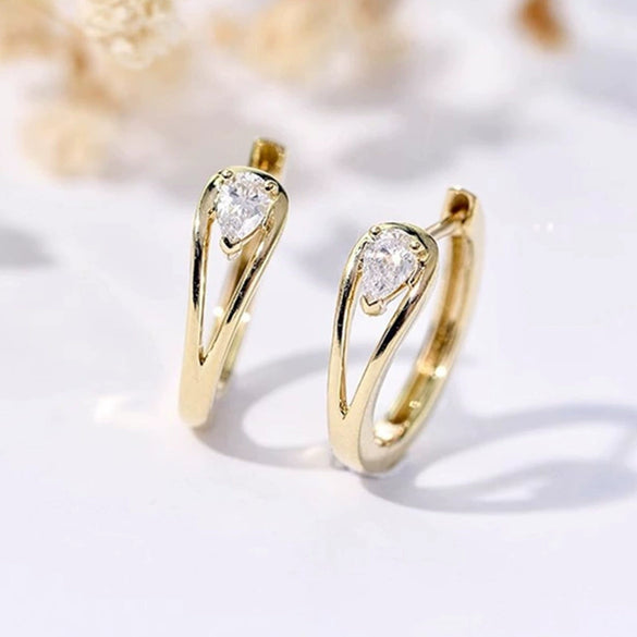Women's Fashion Copper Zirconia Drop Shape Geometric Earrings