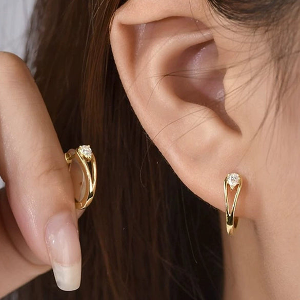 Women's Fashion Copper Zirconia Drop Shape Geometric Earrings