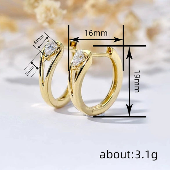 Women's Fashion Copper Zirconia Drop Shape Geometric Earrings