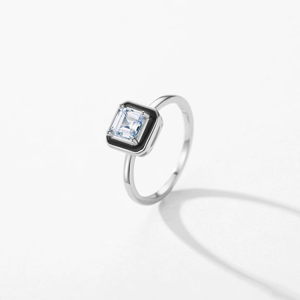 Women's Fashion Creative Personality Commuter Wind S925 Sterling Silver Dripping Glue Geometric Ring Jewelry