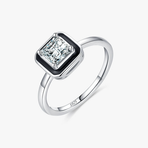 Women's Fashion Creative Personality Commuter Wind S925 Sterling Silver Dripping Glue Geometric Ring Jewelry