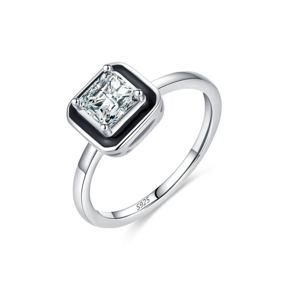 Women's Fashion Creative Personality Commuter Wind S925 Sterling Silver Dripping Glue Geometric Ring Jewelry