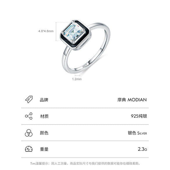 Women's Fashion Creative Personality Commuter Wind S925 Sterling Silver Dripping Glue Geometric Ring Jewelry
